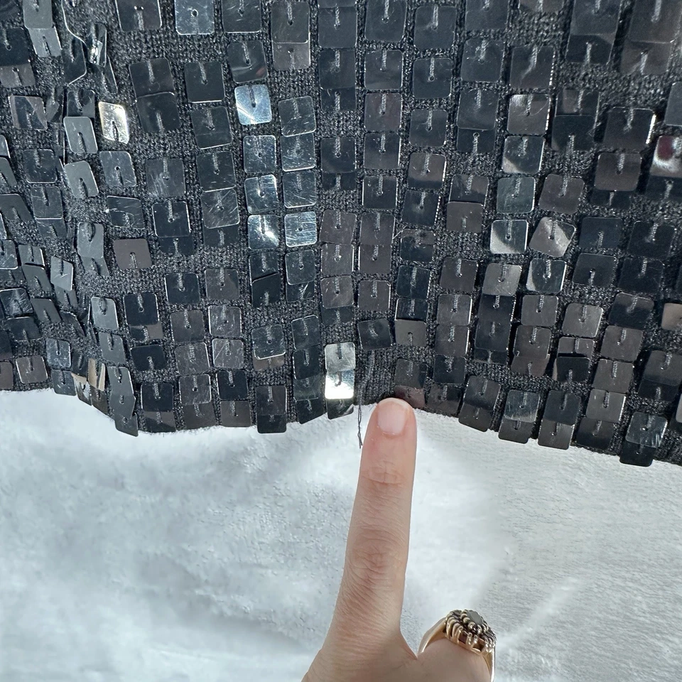 Camiseta sin mangas vintage George Top para mujer XL negra lentejuelas Ramie Y2K años 90 Fairy Whimsygoth Foto 4 de 4