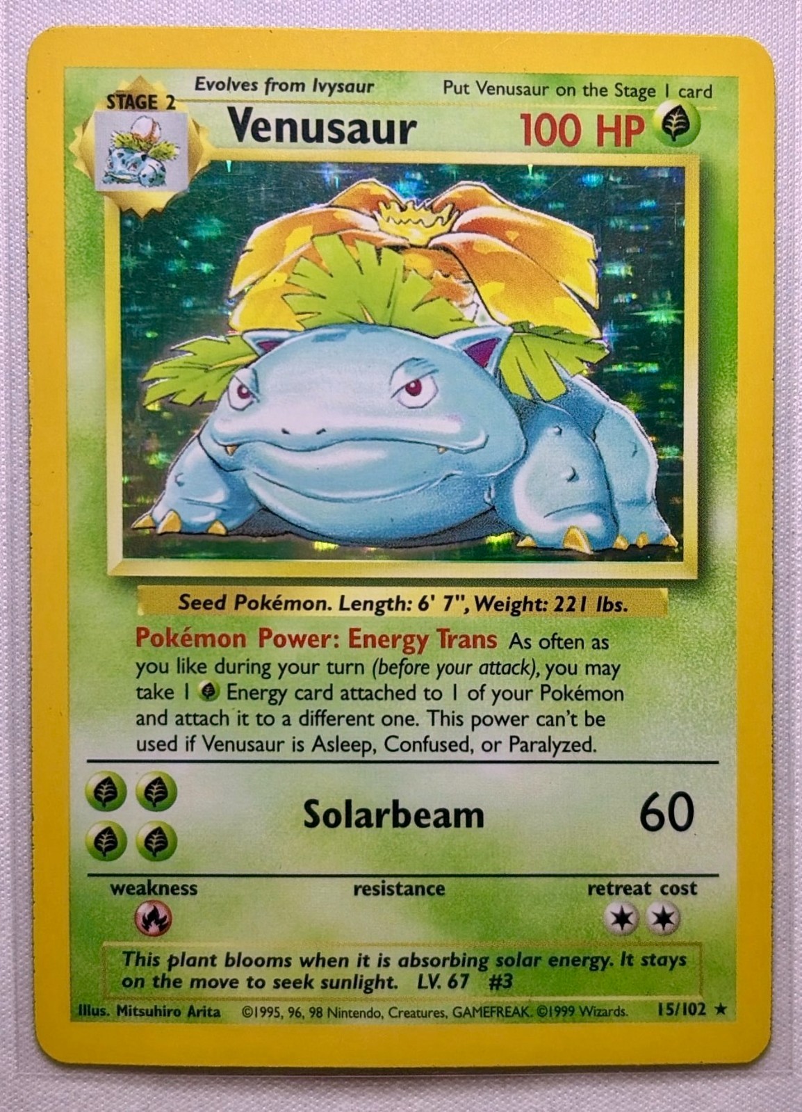 Venusaur 15/102 Base Holo Rare Vintage Raw - Pokemon Card TCG