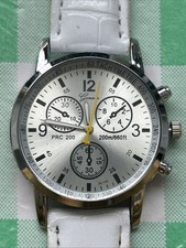 Geneva Silver Tone White Band Quartz Watch