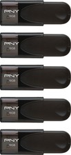 PNY - 16GB Attach 4 Type A USB 2.0 Flash Drive 5-Pack - Black