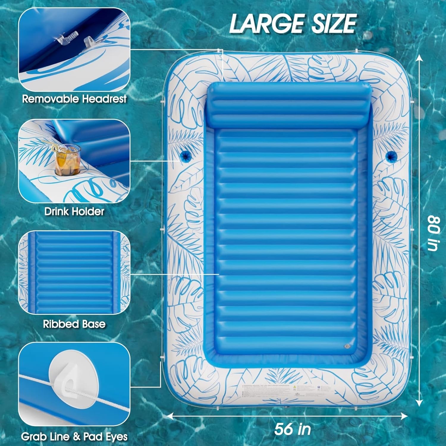 Inflatable Pool Float Lounge XL Vinyl Water Filled Sun Tanning Bed Kids Adult