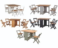 Santos Drop Leaf Dining Table & 4 Folding Chairs Space Saving Kitchen Set Corona