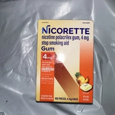 Nicorette Smoking Cessation Aid 4MG Fruit Gum - 100 Count