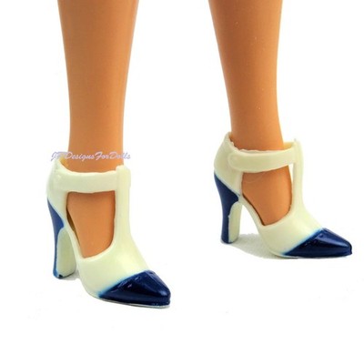 Barbie Fashion Summer In San Francisco Blau&Weiß T Strap Schuhe Neu