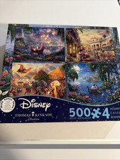 Disney Jigsaw Puzzles Thomas Kinkade 4 Sets 500 Piece Ariel Dumbo Tangled Minnie