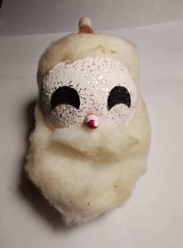 Vintage Santa Ornament, Ball Base, VTG, Mid-Century Collectible