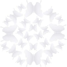 48 Pieces Butterfly Wall Decor DIY 3D Mirror Butterfly Stickers White