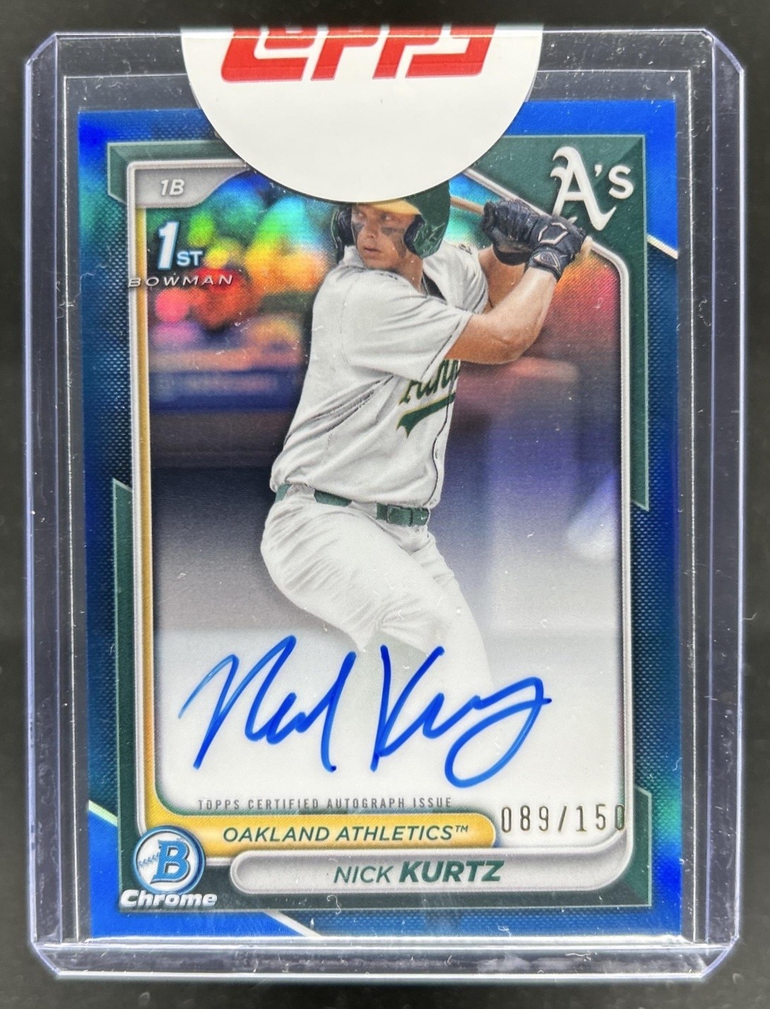 2024 Bowman Draft Nick Kurtz Chrome Auto Blue Refractor 1st #/150 Athletics