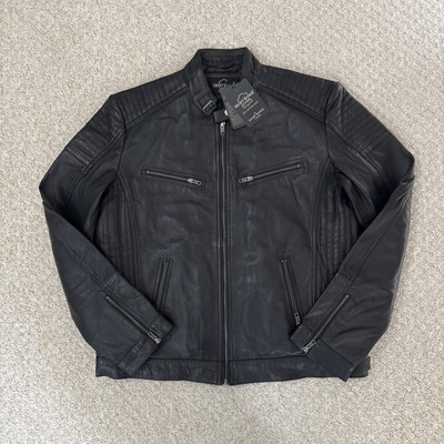 Smart Range Echtleder Jacke Biker Schwarz Reißverschluss Herren Größe 2XL XXL Neu mit Etikett