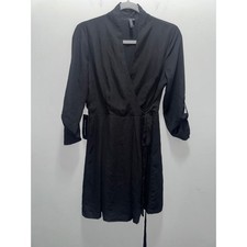 Marciano by Guess Womens M Black Wrap Dress NWT $158 Tie Waist 3/4 Sleeve