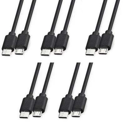 5-Pack USB C to Micro USB Cable, Data Transfer and Charging Cord 3ft Bulk, Black
