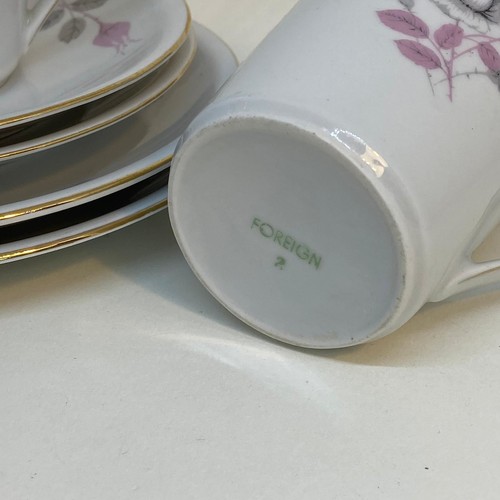 Set da tè floreale cinese vintage - set 2 x TRIOS e CREMA E ZUCCHERIERA - Foto 6 di 10