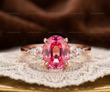 Pink padparadscha  Ring, Brass Gold Alloy , B...