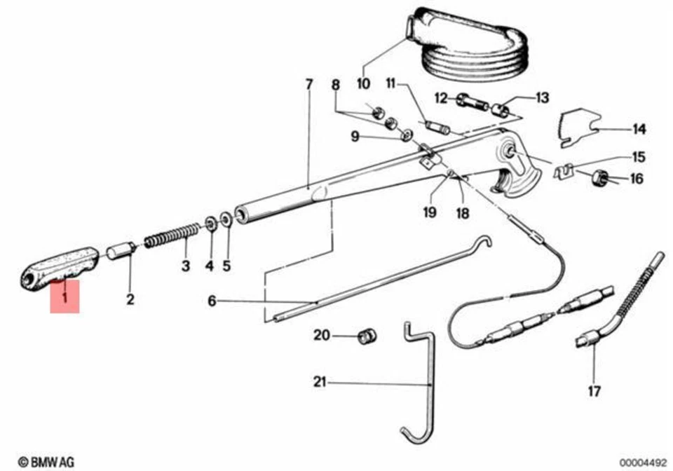 Mango de freno de mano de plástico genuino BMW 02 3 5 6 7 Series Z3 1967-2000 34411116435 Foto 2 de 3
