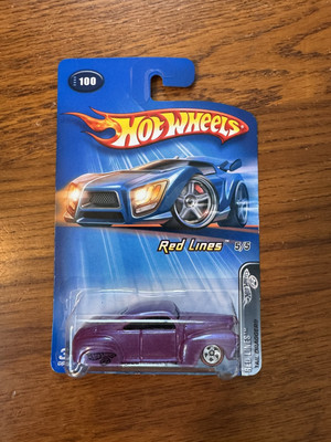2005 Hot Wheels Red Lines 5/5 Purple Tail Dragger #100 1:64 Scale Diecast Car