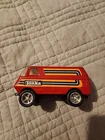 Vintage Tonka Red Van Metal Model 55450 w Orange And Blue Pin Stripe.