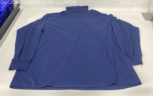 Men's Vtg USA-Made Polo Ralph Lauren Blue Turtleneck Long Sleeve Shirt Size XXL