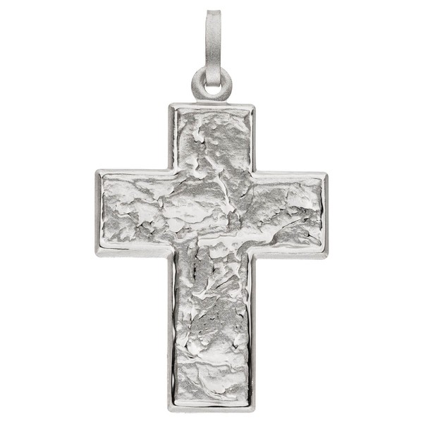 AnhäNger Kreuz Aus 925 Silber Rhodiniert Mattiert Strukturiert 33,8X22,6Mm-image