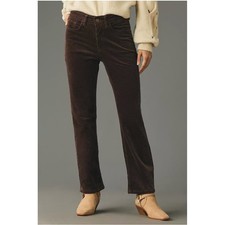 ANTHROPOLOGIE The Yaya Mid-Rse Pilcro Brown Corduroy Crop Flare Pants // 0