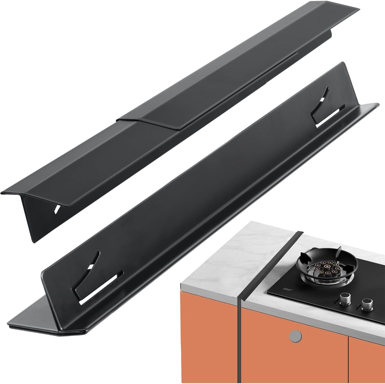 2 Pack Stove Gap Covers Stainless Steel, ""T"" Shape Cooker Gap Filler, Heat Resis