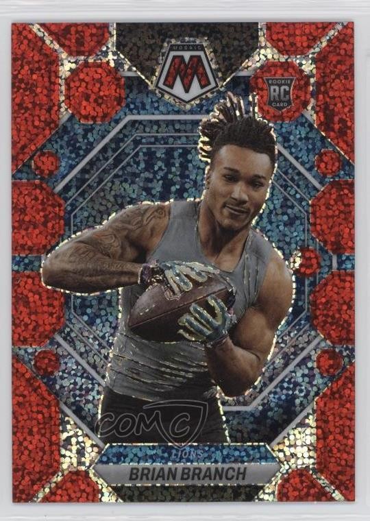 2023 Panini Mosaic Rookies Red Sparkle Prizm Brian Branch #287 Rookie RC 14cm
