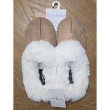 Cuddl Duds Womens Faux Fur Suede Slippers Amphora Tan Small 5-6 03LZP06821 NWT