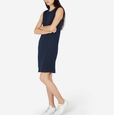 Everlane S Navy Blue Sleeveless Shift Tank Dress Casual Basic Minimalist Lyocell