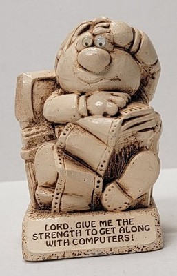 1983 Vtg Paula Sillisculpt Statue Lord Give Me Strength Get Along With Computer