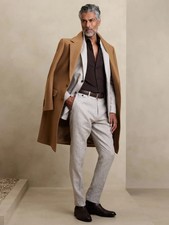 Banana Republic BAIA HOUNDSTOOTH LINEN SUIT PANT 38R BEIGE