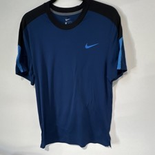 Nike Lightweight Solid Short Sleeve Crew Neck Blue Black Men's T-Shirt Size M