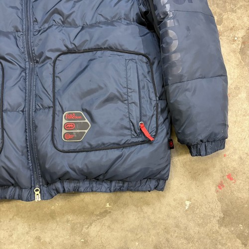 Vintage Ecko Unltd. Function Down Jacket Puffer Navy Blue Gray Reversible XL - Picture 9 of 11