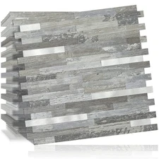 10-Sheet Peel and Stick Backsplash Wall Tile, PVC Kitchen Backsplash Peel and...