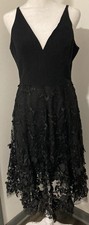 Dress the Population Womens Darleen Fit&Flare Black Midi  Dress Sz M Retail $115