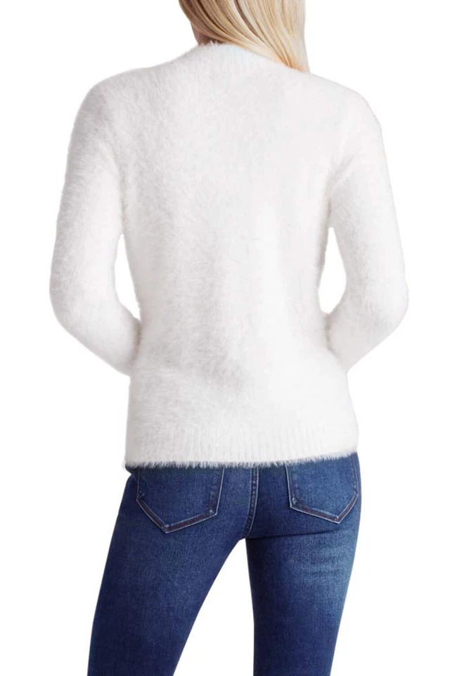 Kensie White Fur Yarn Long Sleeve Mock Neck Sweater - Image 2 of 2