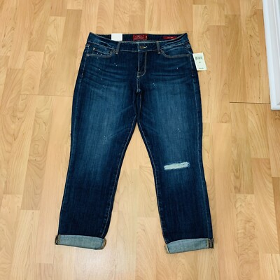 Lucky Brand Leyla Capri Women's Jeans Distressed Dark Wash Zip Fly 10/30 NWT