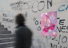 SPARKLING PINK SEQUIN CHERRY APPLIQUES - PAIR- DOWNLOAD POSTER