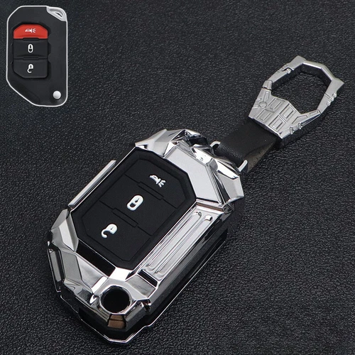 For Jeep Gladiator Wrangler JL JT Zinc Alloy Silicone Car Key Fob Case Cover - Bild 12 von 16