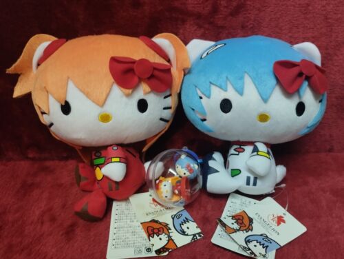 Hello Kitty x Evangelion Rei Ayanami Asuka Langley 6" Plush Toys Figures w/ Tag - Afbeelding 1 van 17