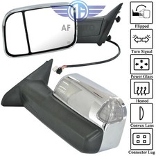 Set For 09-15 Dodge Ram 1500 2500 3500 Pickup Chrome Power Heated Towing Mirrors