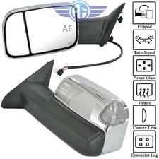 Set For 09-15 Dodge Ram 1500 2500 3500 Pickup Chrome Power Heated Towing Mirrors