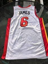 VTG Lebron James #6 Men’s White Adidas Miami Heat NBA Swingman Jersey Sz 48 MIA
