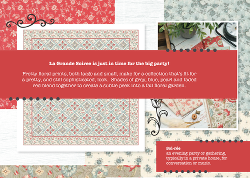Moda LA GRAND SOIREE 13920 14 Ciel Blue Floral FRENCH GENERAL Quilt Fabric - Picture 3 of 8