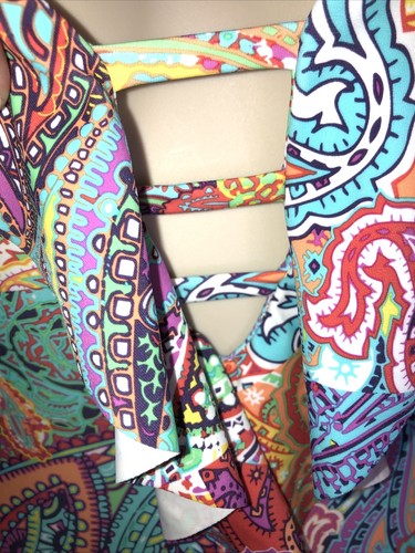 NWT Bleu Rod Beattie Size 6 Tie Back Halter Multicolored One Piece Swimsuit G5 - Picture 3 of 10