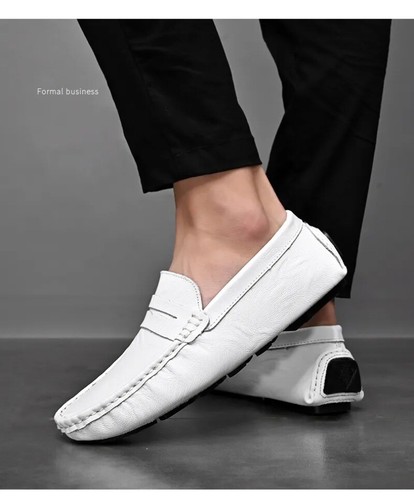 Genuien Leather Men's Soft Casual Shoes Classic Moccasins Slip on Driving Shoes - Picture 14 of 21