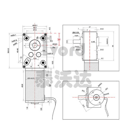 High Torque Turbo Worm Gearmotor DC 12V/ 24V 12RPM~470RPM Self-Locking Gearmotor - Picture 2 of 12
