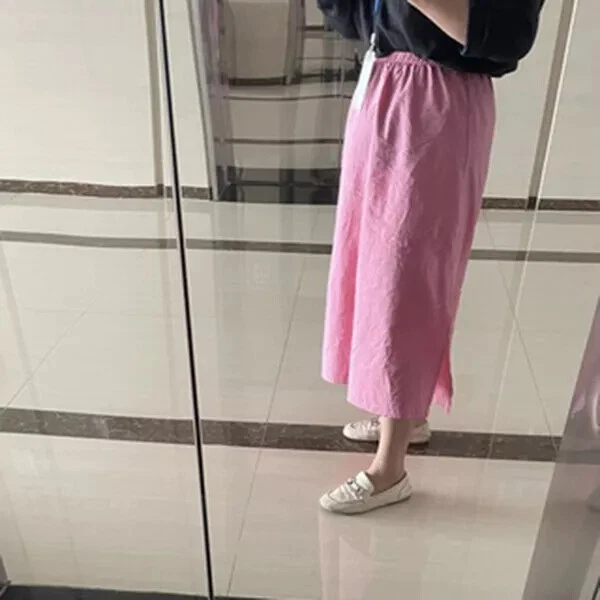 Mujeres 100% Algodón Transparente Medio Deslizamiento Enagua Extensor Lateral Dividido Falda Inferior Foto 2 de 4