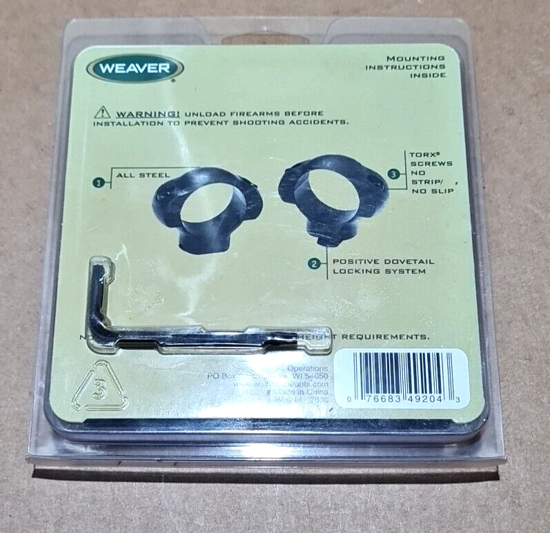 Weaver 1" Grand Slam High 56mm Obj. Gloss Rifle Scope Ring Mounts #49204 - Image 2 of 3