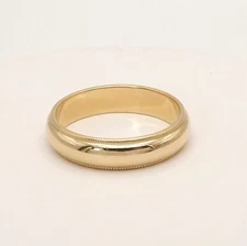 14k Gold Wedding Band Milgrain Edge Unisex sz9 5mm