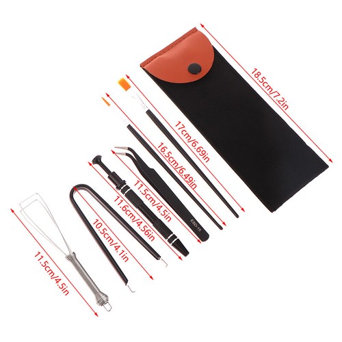 1Set Keyboard Cleaning Tool Keycap Puller Stem Holder Lube Brush w/Storage Bag - Photo 3/14