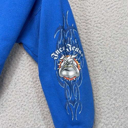 JNCO Jeans Hoodie Sweatshirt Boys Large Blue Bulldog Pullover Pocket Y2K Embroid - Picture 5 of 10